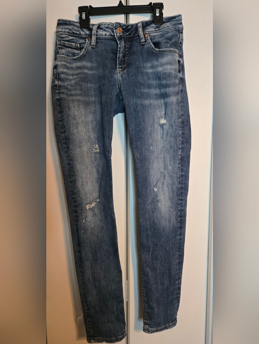 Silver Jeans Boyfriend Distressed Blue Slim Fit Jeans Womens 29/29 EUC
